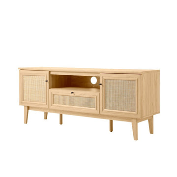 Finley 59 in. Farmhouse Caned TV Stand with Drawer and Storage Doors Fits TVs up to 65 in. with Cable Management - JONATHAN Y